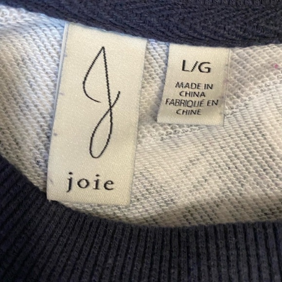 Joie Caleigh Floral Print Sweatshirt Cropped Blue MultiColor Thumb Holes Relaxed - Picture 3 of 9